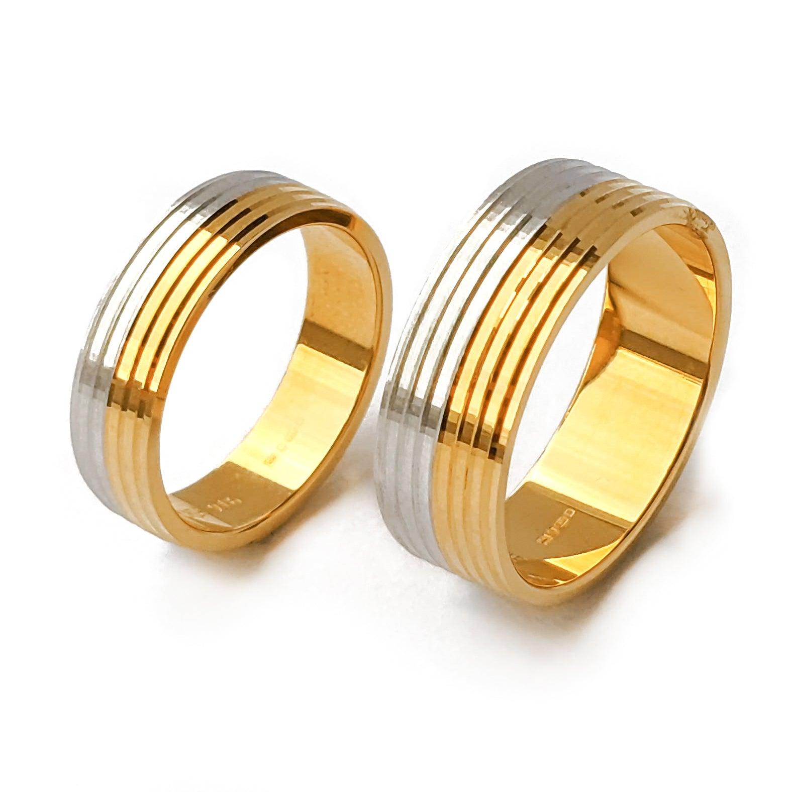 22ct Gold Wedding Band with Diamond Cut and Rhodium Finish LR/GR-8221 - Minar Jewellers