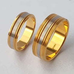 22ct Gold Wedding Band with Diamond Cut and Rhodium Finish LR/GR-8222 - Minar Jewellers