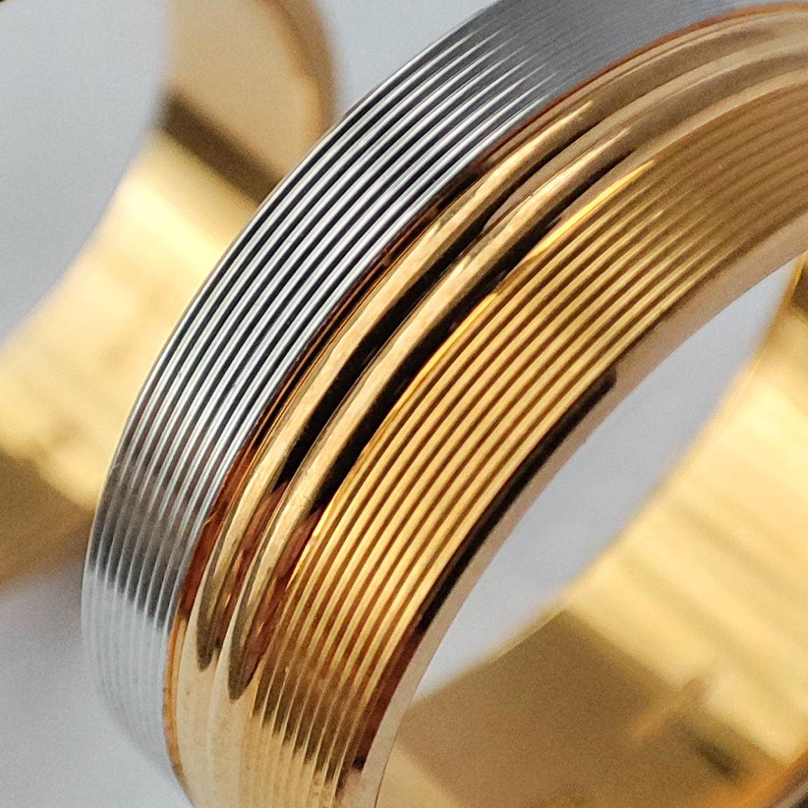 22ct Gold Wedding Band with Diamond Cut and Rhodium Finish LR/GR-8223