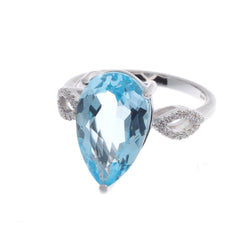18ct White Gold Diamond and Blue Topaz Dress Ring R32082-14 - Minar Jewellers