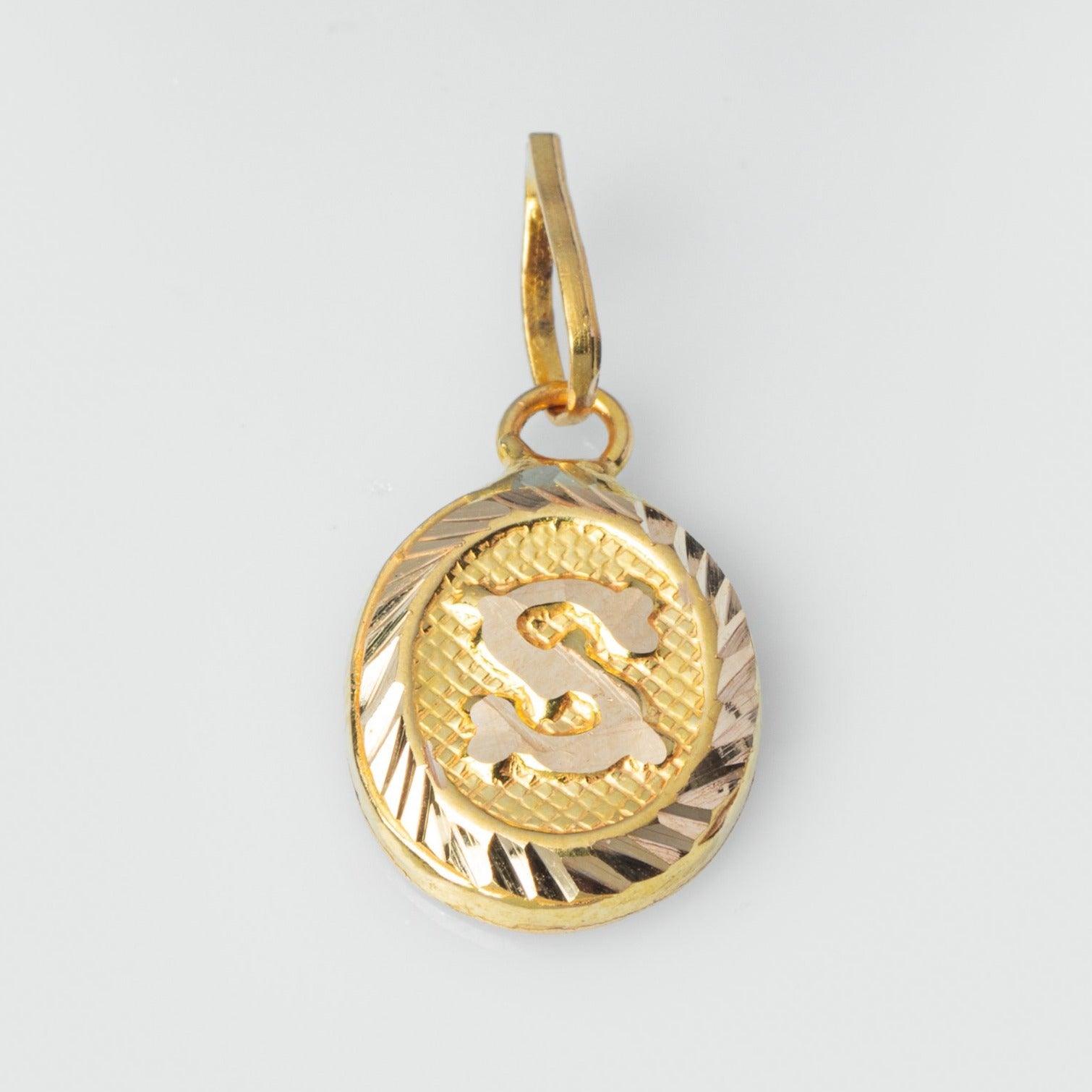 'S' 22ct Gold Initial Pendant P-7550 - Minar Jewellers