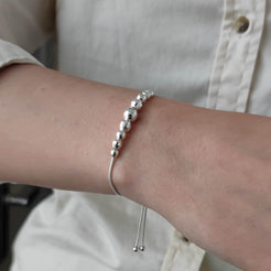 Sterling Silver Adjustable Beaded Bracelet SBR087A - Minar Jewellers