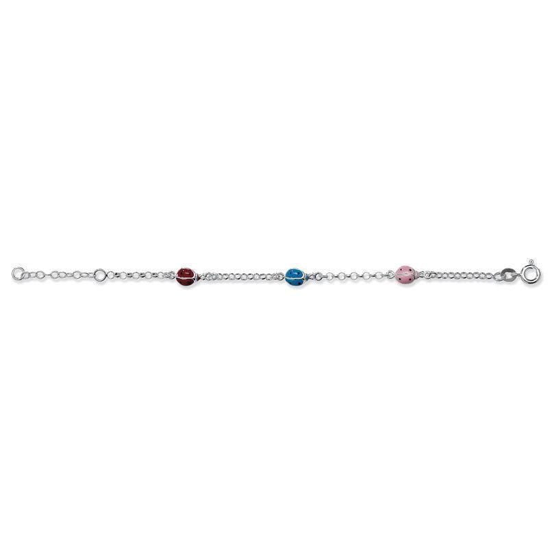 Sterling Silver Children's Ladybird Bracelet SBR134B - Minar Jewellers