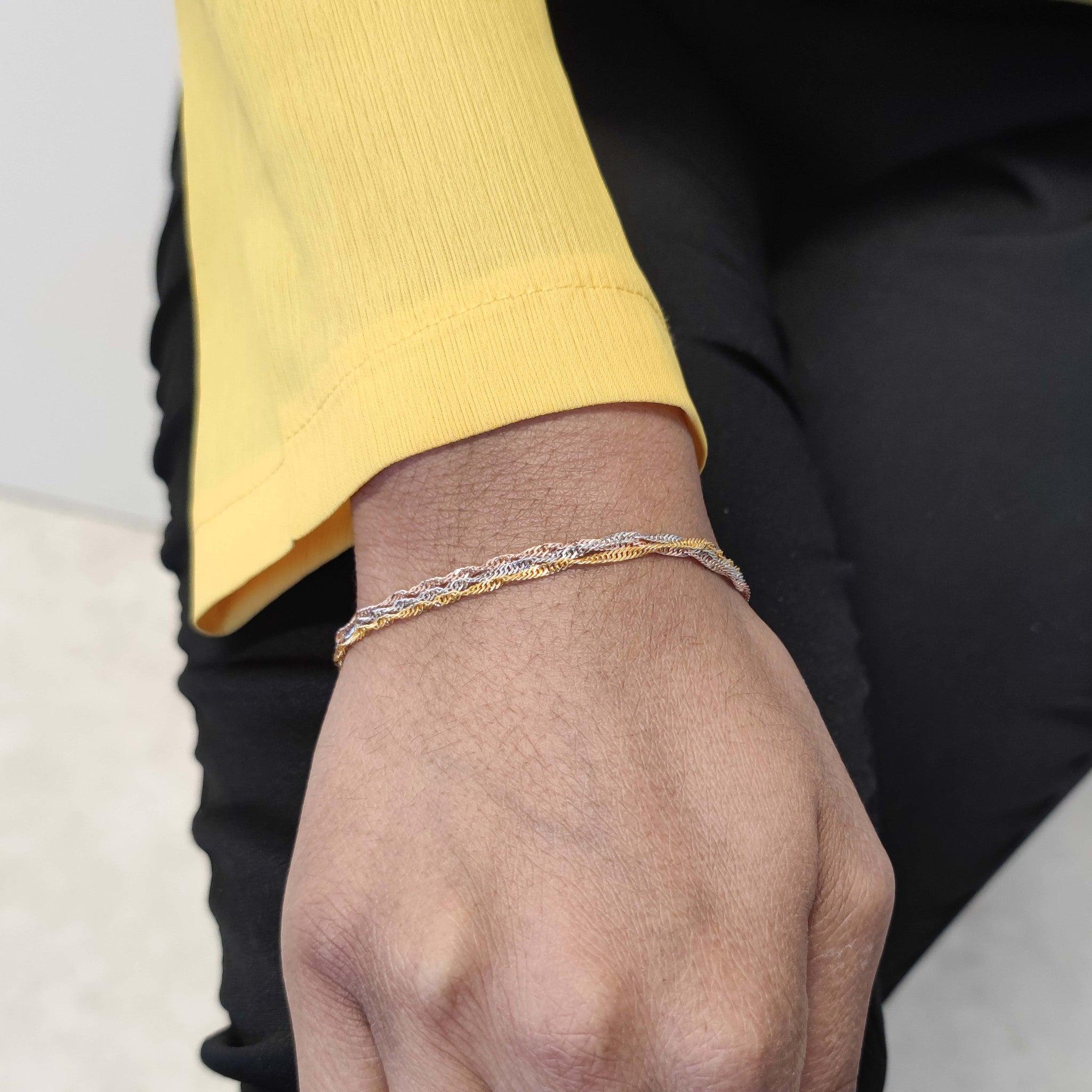 14K Three Tone Gold Bangle Bracelet | Silver More Boutique