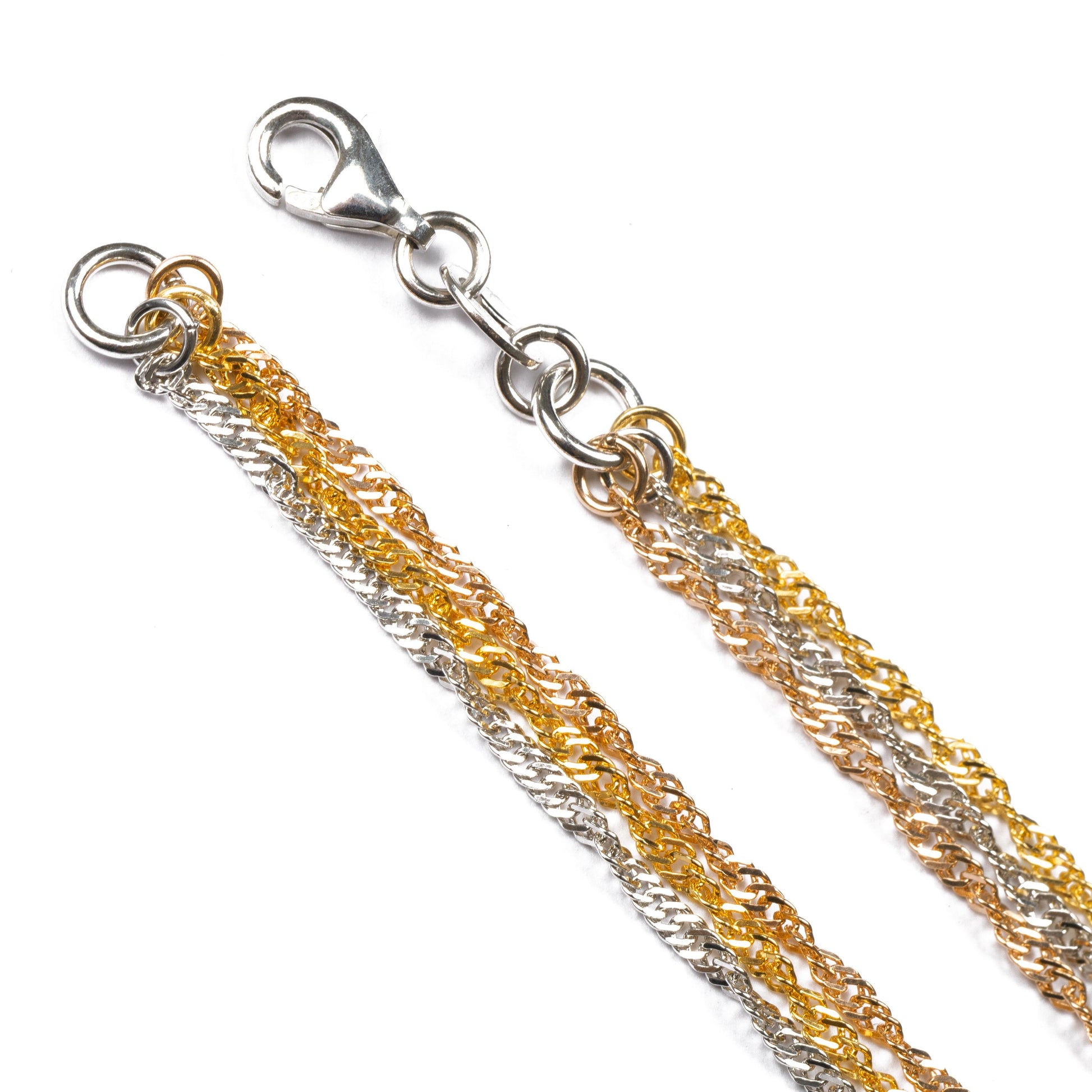Gold Plated Three Tone Sterling Silver Bracelet SBR161B - Minar Jewellers