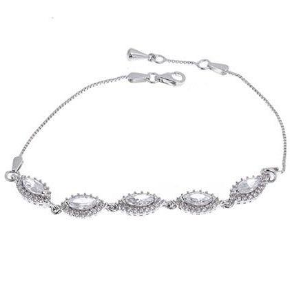 White Rhodium Plated Sterling Silver Bracelet with Cubic Zirconia Stones, Minar Jewellers