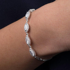 Rhodium Plated Sterling Silver Bracelet with Cubic Zirconia Stones SBR164a - Minar Jewellers