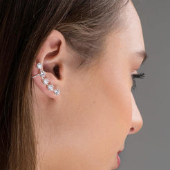 Sterling Silver Five Stone Cubic Zirconia Cuff Earrings SE010B - Minar Jewellers