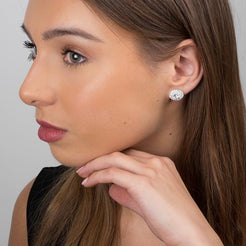 Sterling Silver Fancy Clear Crystal Earrings SE220B - Minar Jewellers