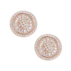 Rose Gold Plated Sterling Silver Cubic Zirconia Earrings, Minar Jewellers - 1