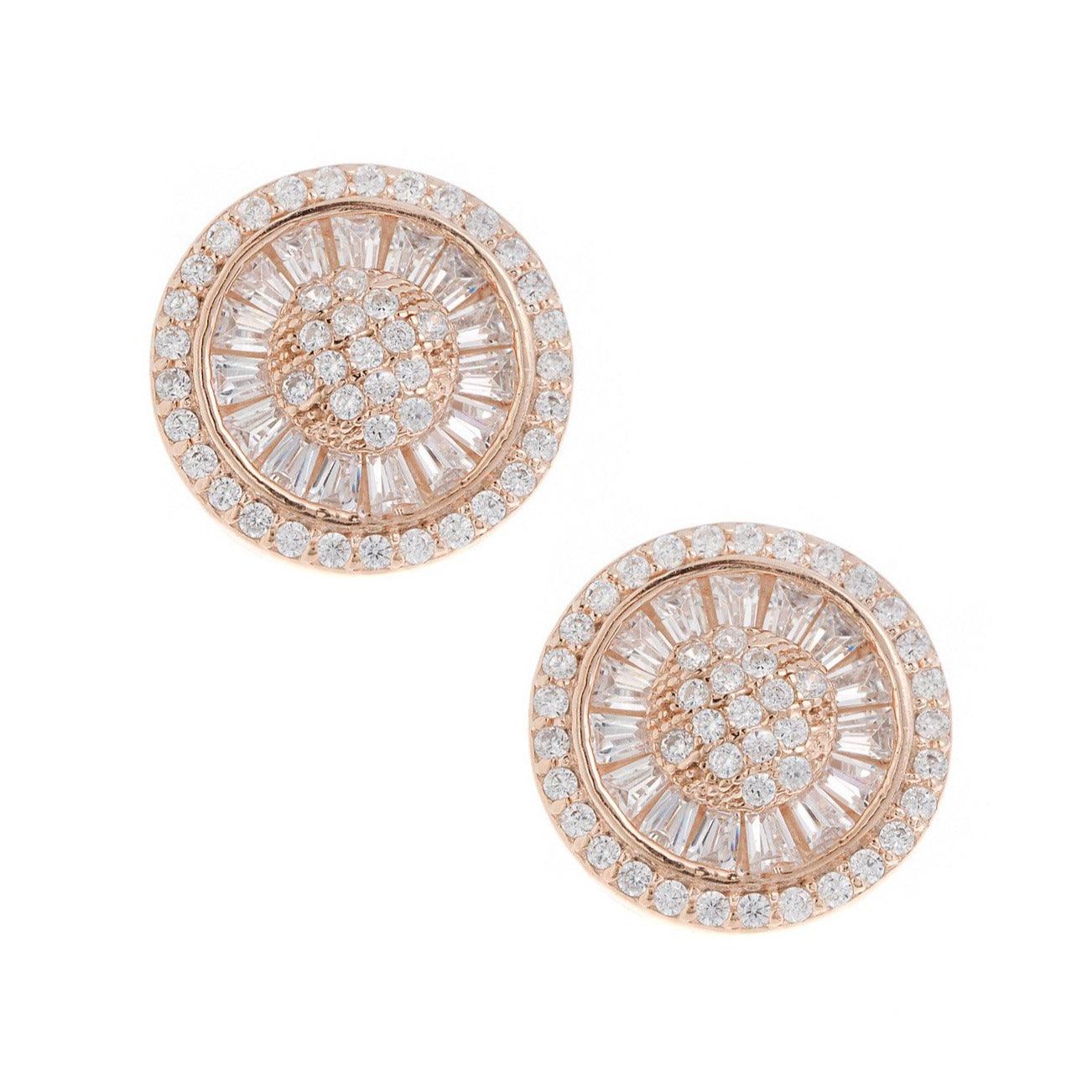 Rose Gold Plated Sterling Silver Cubic Zirconia Earrings, Minar Jewellers - 1