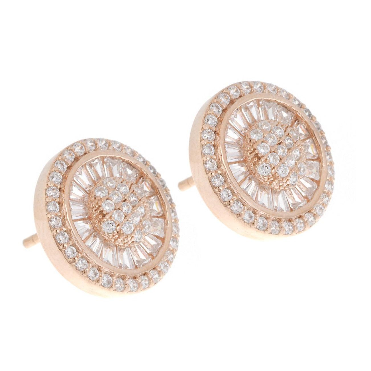 Rose Gold Plated Sterling Silver Cubic Zirconia Earrings, Minar Jewellers - 2