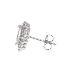Rhodium Plated Sterling Silver Cubic Zirconia Earrings SE448B - Minar Jewellers