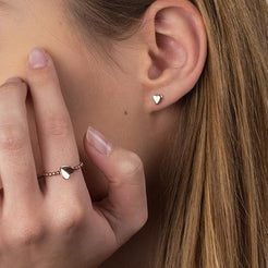 Rose Gold Plated Sterling Silver Heart Stud Earrings SE549B - Minar Jewellers