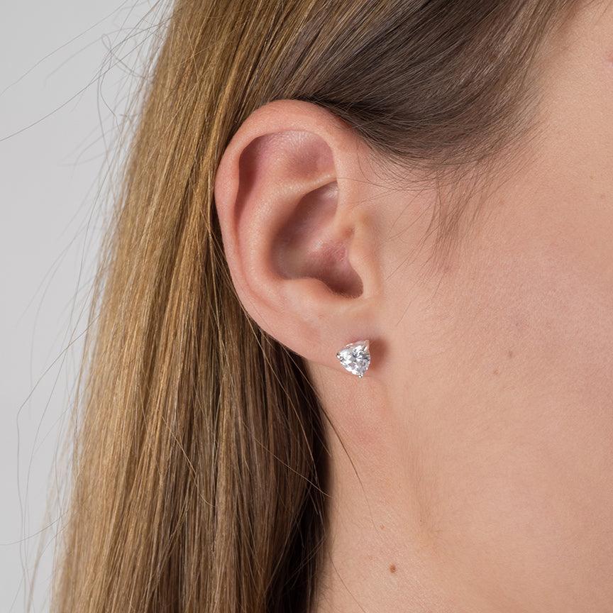 Sterling Silver Cubic Zirconia Heart Earrings SE600A - Minar Jewellers
