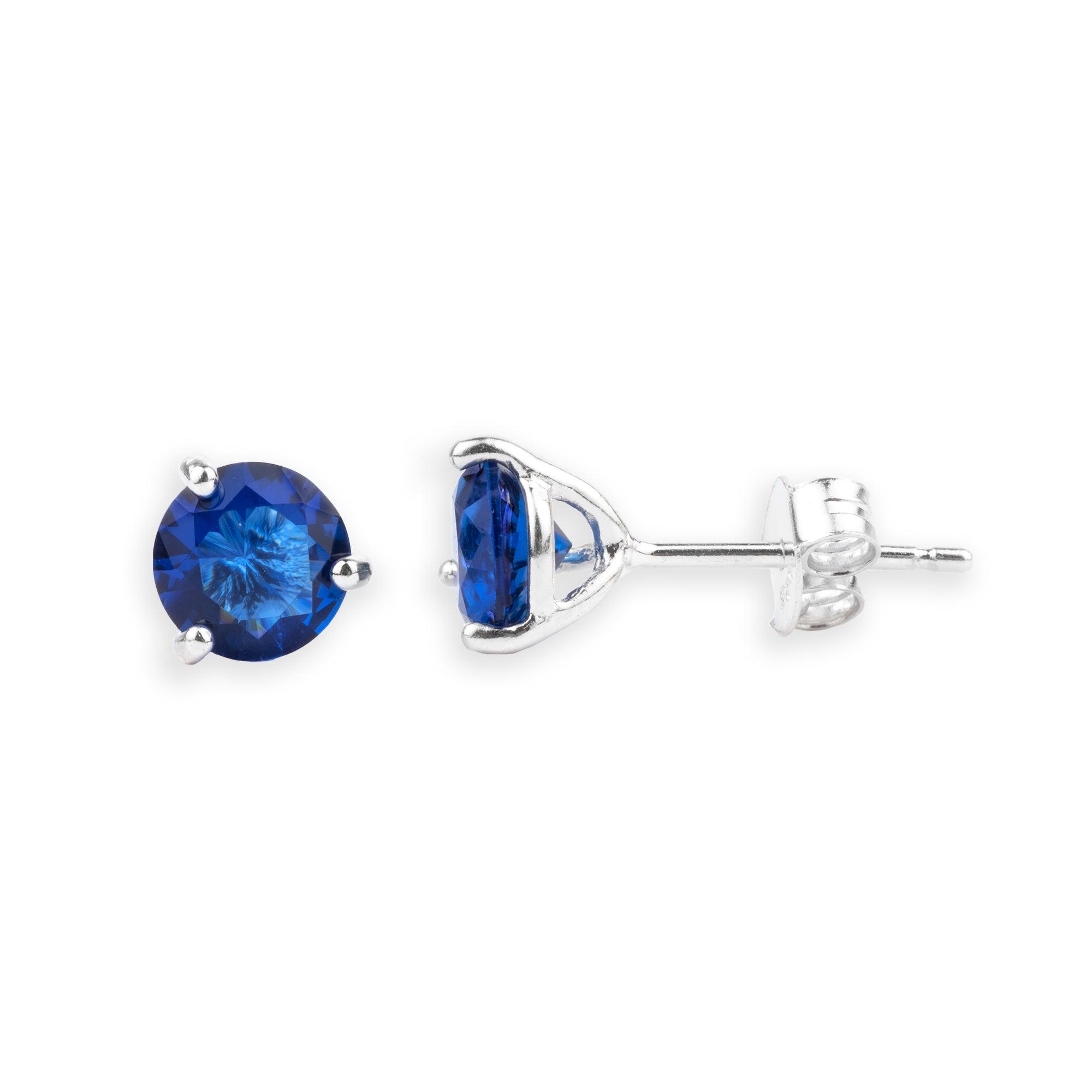 Sterling Silver Blue Cubic Zirconia Earrings SE653B - Minar Jewellers