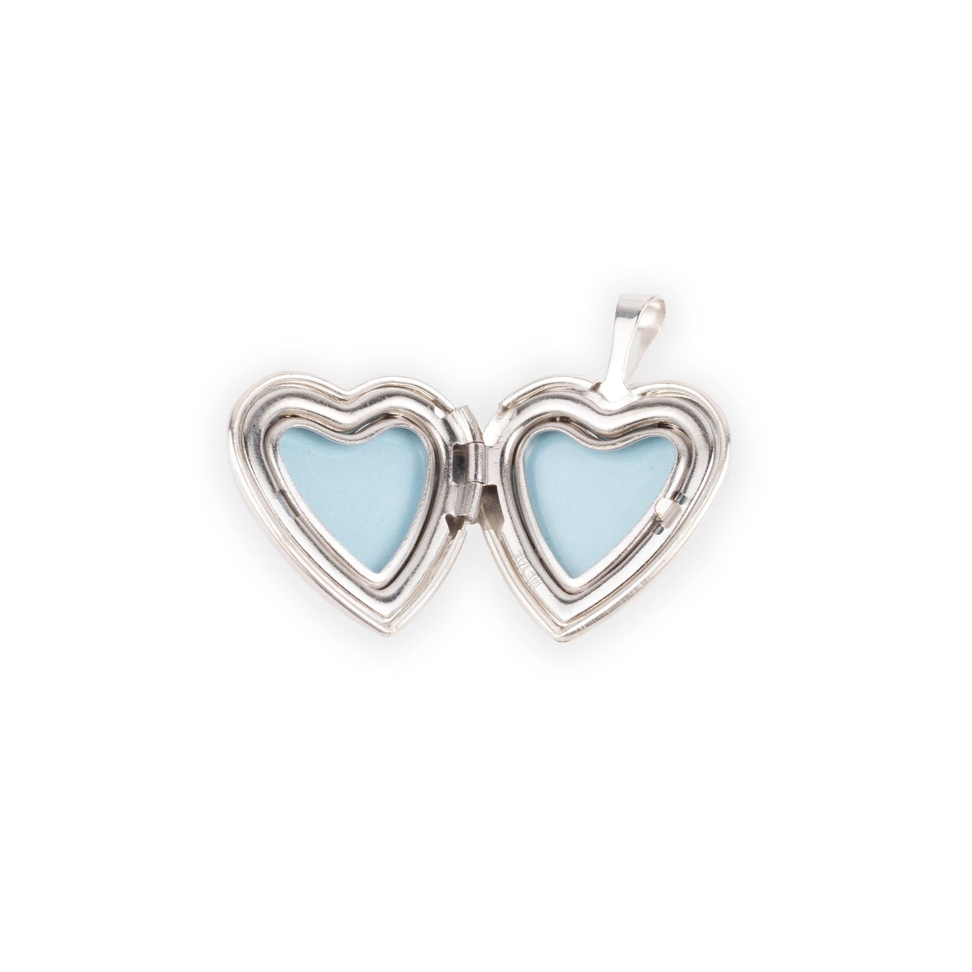 Sterling Silver Heart Locket Pendant with One Side Polished SP006A