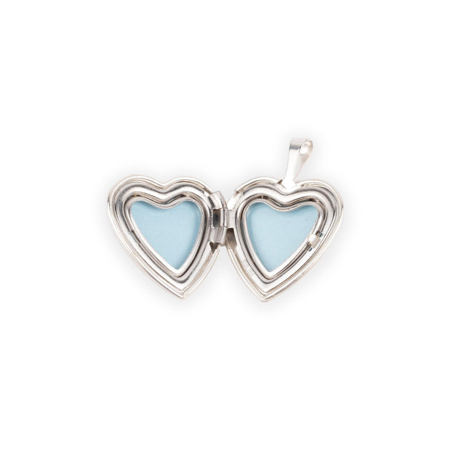 Sterling Silver Heart Locket Pendant with One Side Polished SP006A