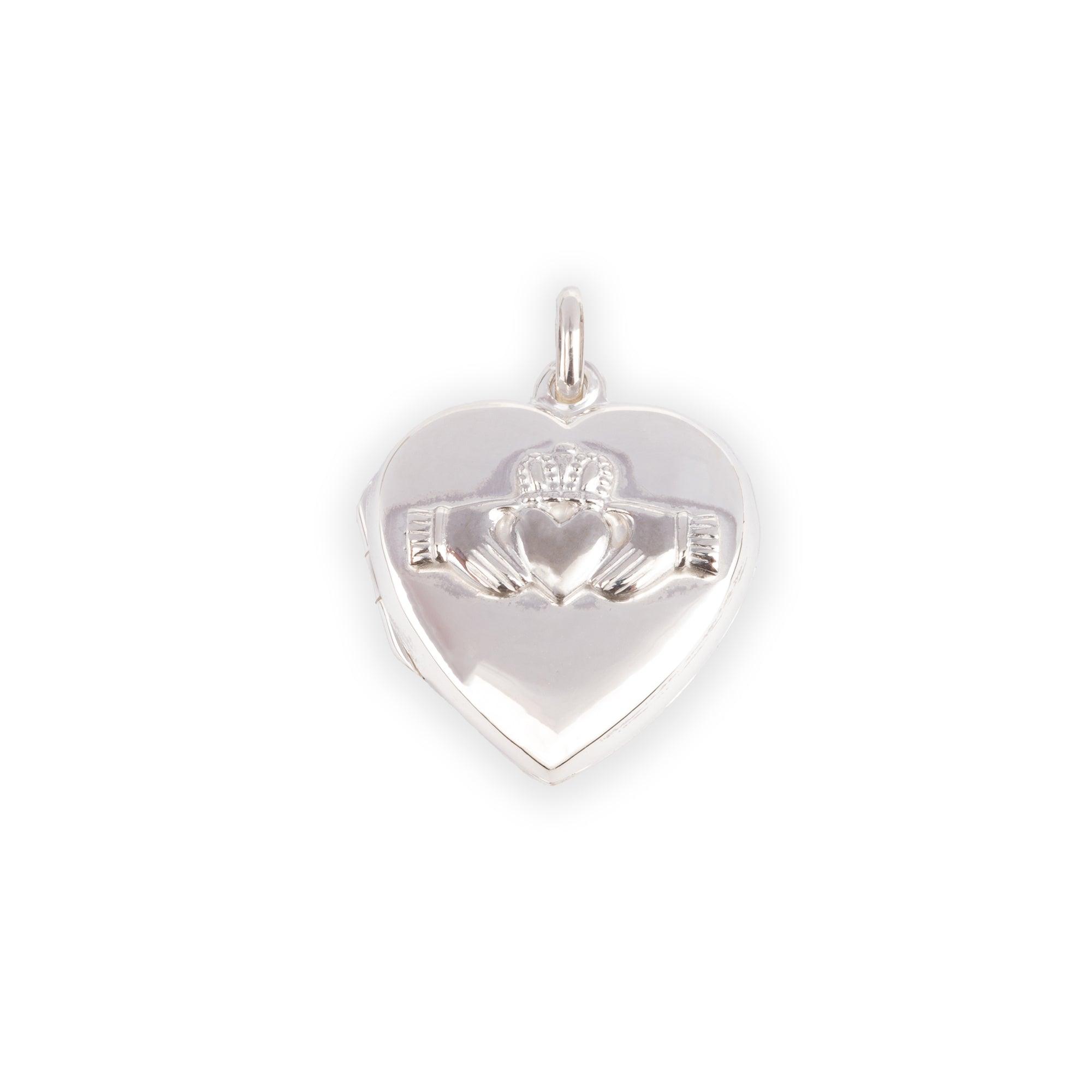 Sterling Silver Claddagh Heart Locket Pendant SP152A - Minar Jewellers