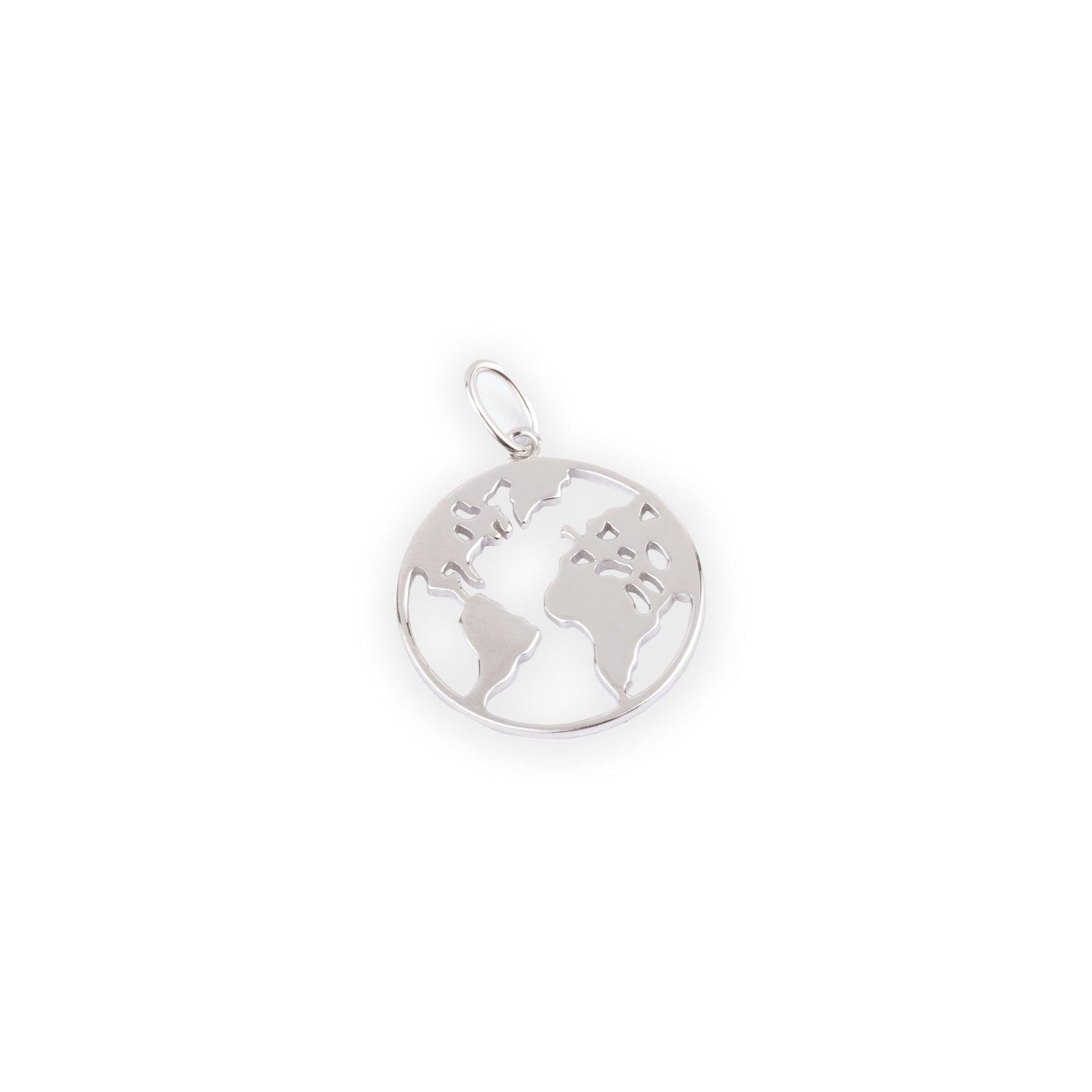 Sterling Silver Rhodium Plated World Pendant SP380A - Minar Jewellers