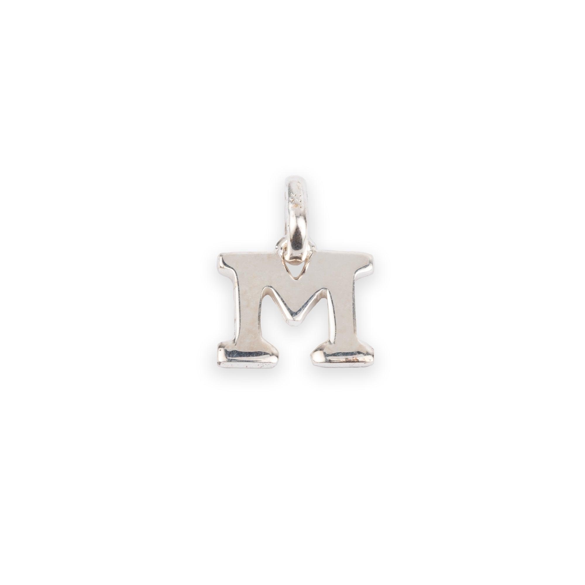 'M' Sterling Silver Initial Pendant SP822C - Minar Jewellers
