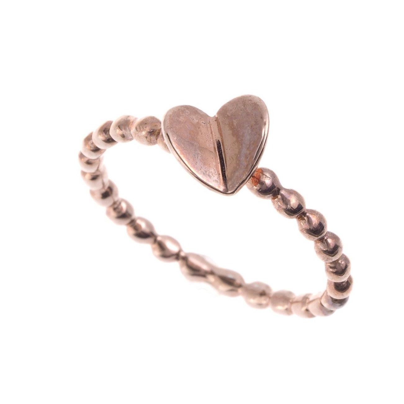 Rose Gold Plated Sterling Silver Heart Dress Ring (SR209B) - Minar Jewellers