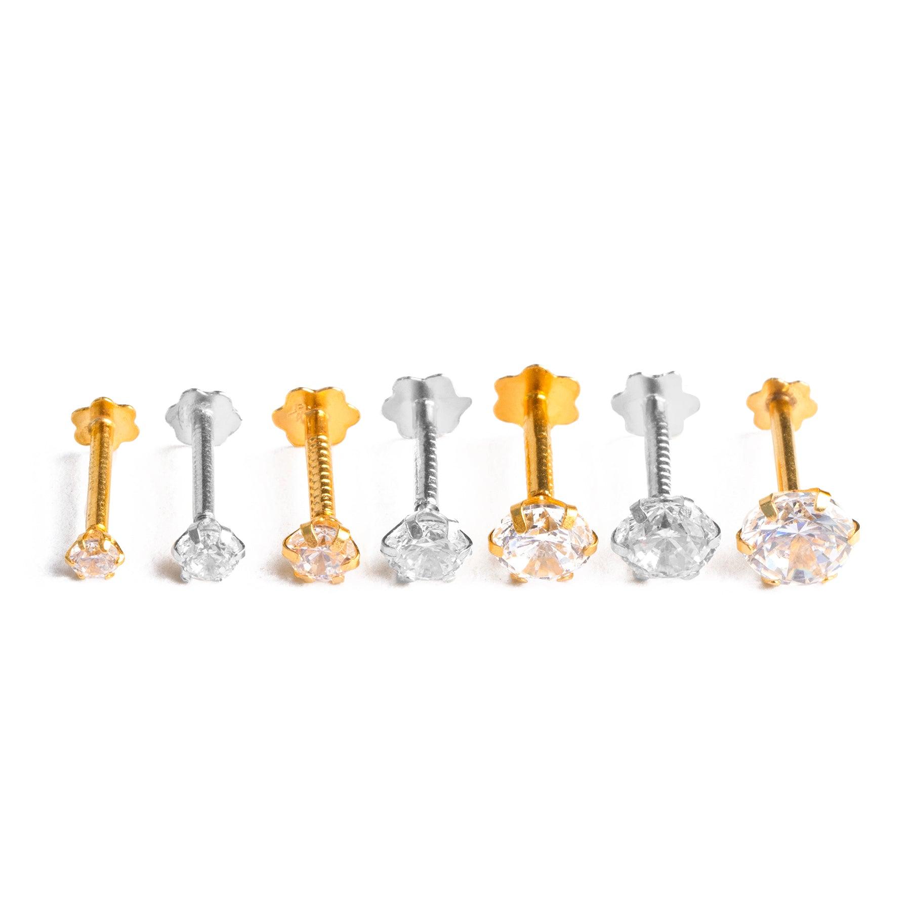 Perrian 13 Stone Nose Pin 18kt Yellow Gold And Real Diamond at Rs  11150.00/piece | सोना की नोज़ पिन in Surat | ID: 23158818097