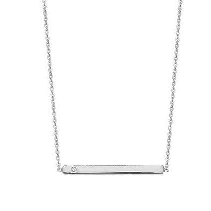 Sterling Silver Bar Necklace with Cubic Zirconia SN125B SN132B - Minar Jewellers