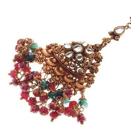 22ct Gold Rouge Look Tikka with Coloured Stones & Cubic Zirconias (15.4g) T-5873