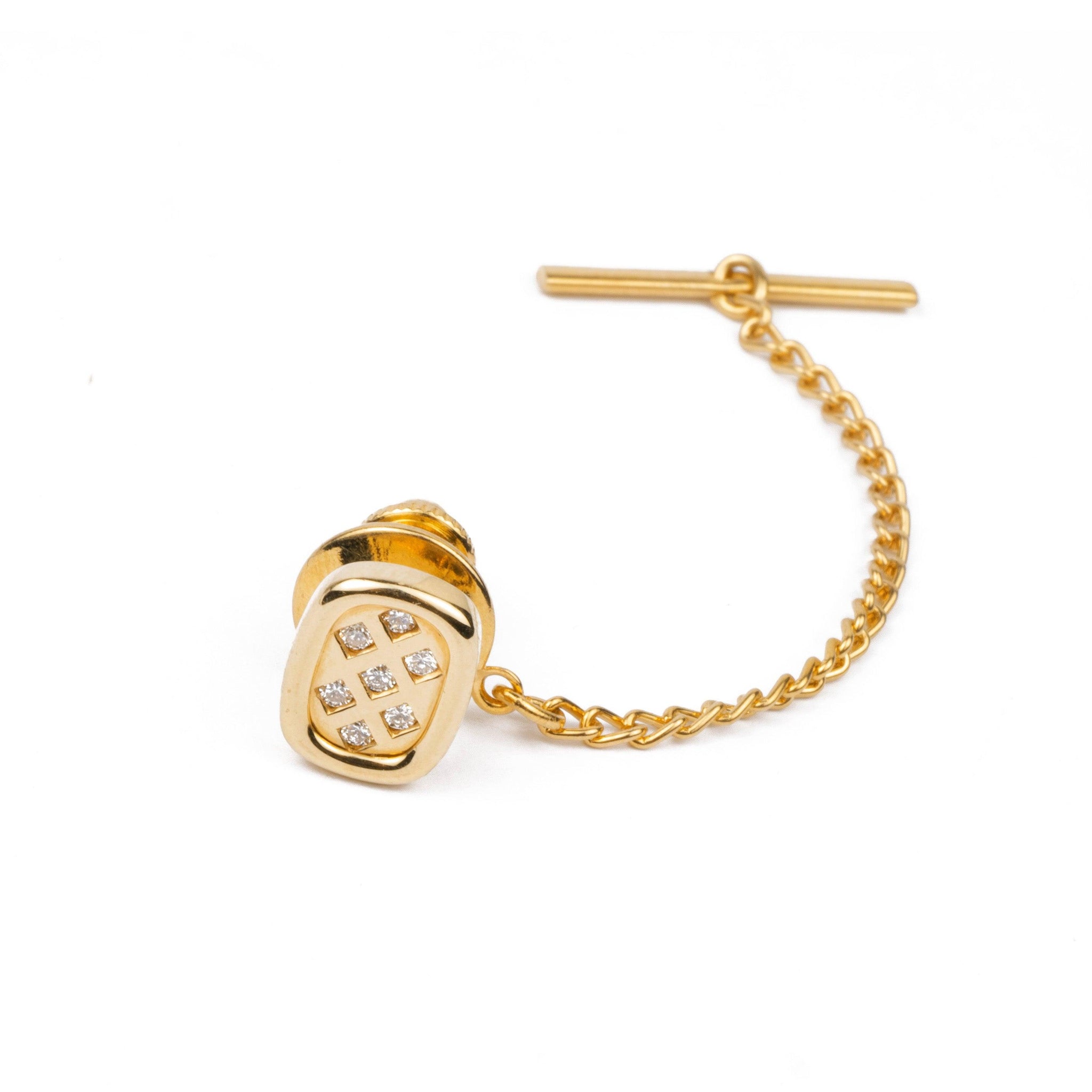 18ct Yellow Gold Diamond Tie Pin TT-2560