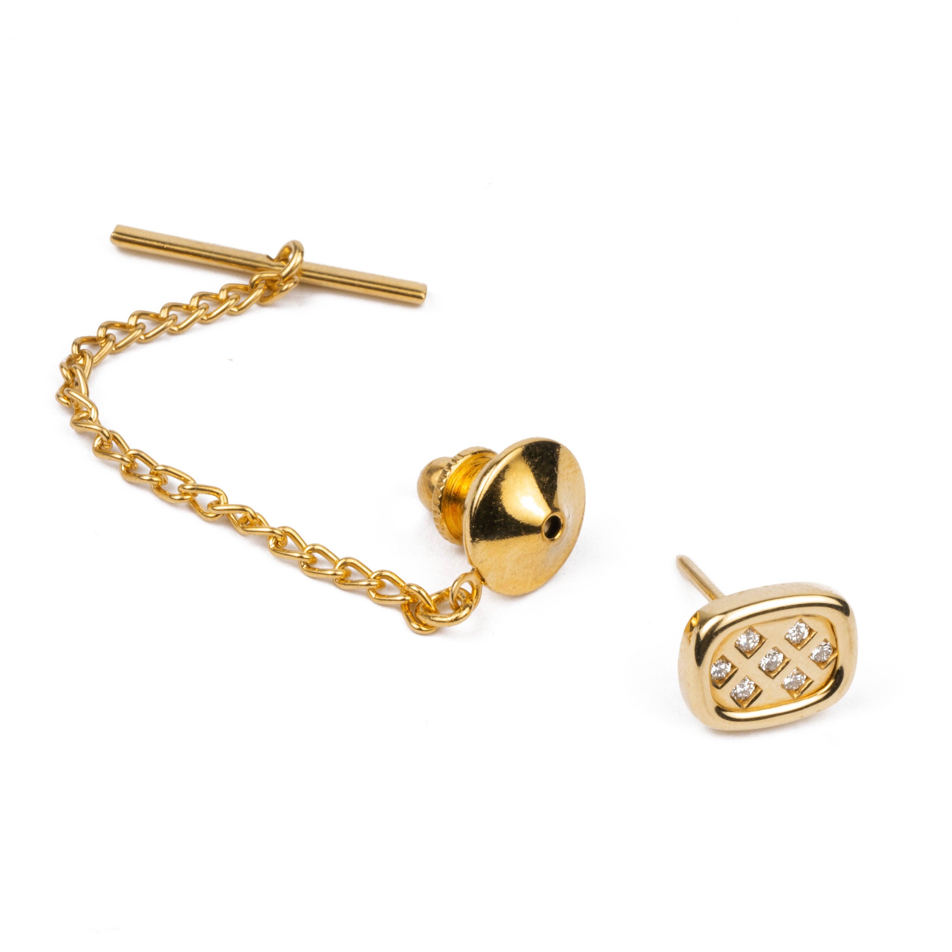 18ct Yellow Gold Diamond Tie Pin TT-2560 - Minar Jewellers