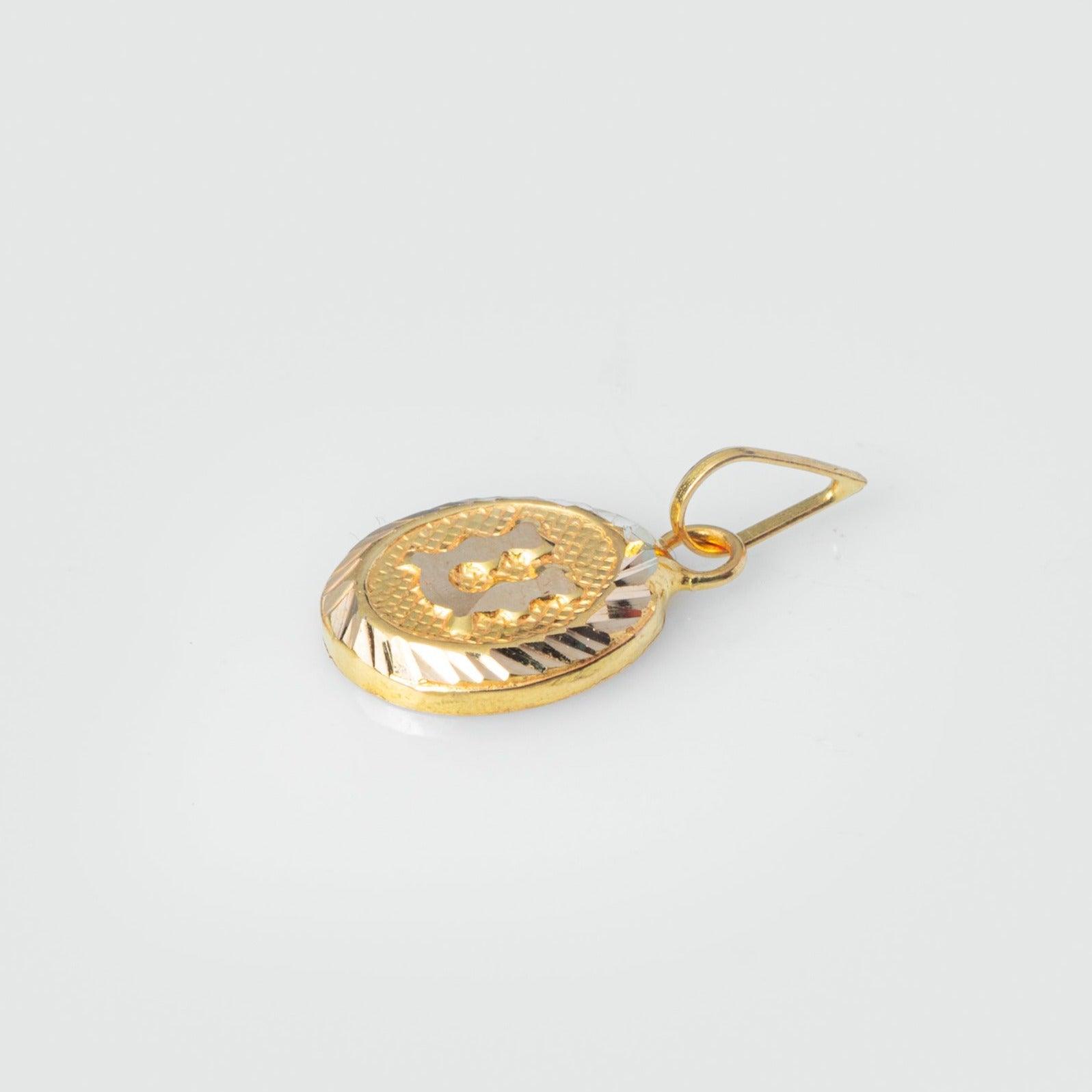 'U' 22ct Gold Initial Pendant P-7550 - Minar Jewellers