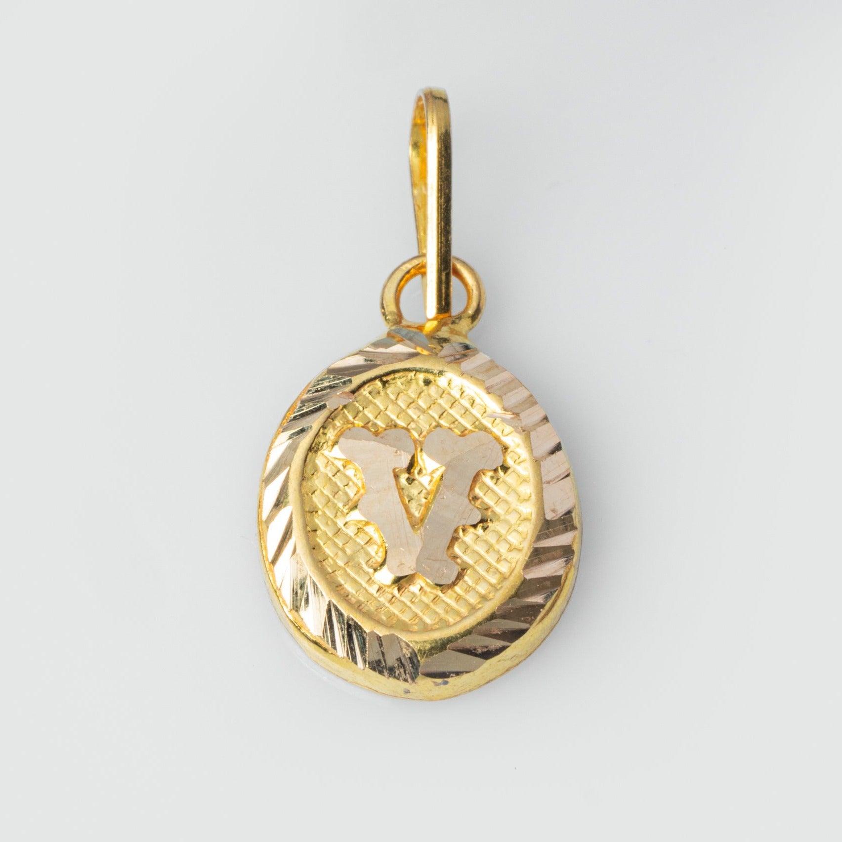 'V' 22ct Gold Initial Pendant P-7550 - Minar Jewellers