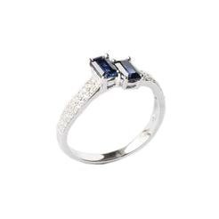 18ct White Gold Diamond & Blue Sapphire Dress Ring ZHF03069R - Minar Jewellers