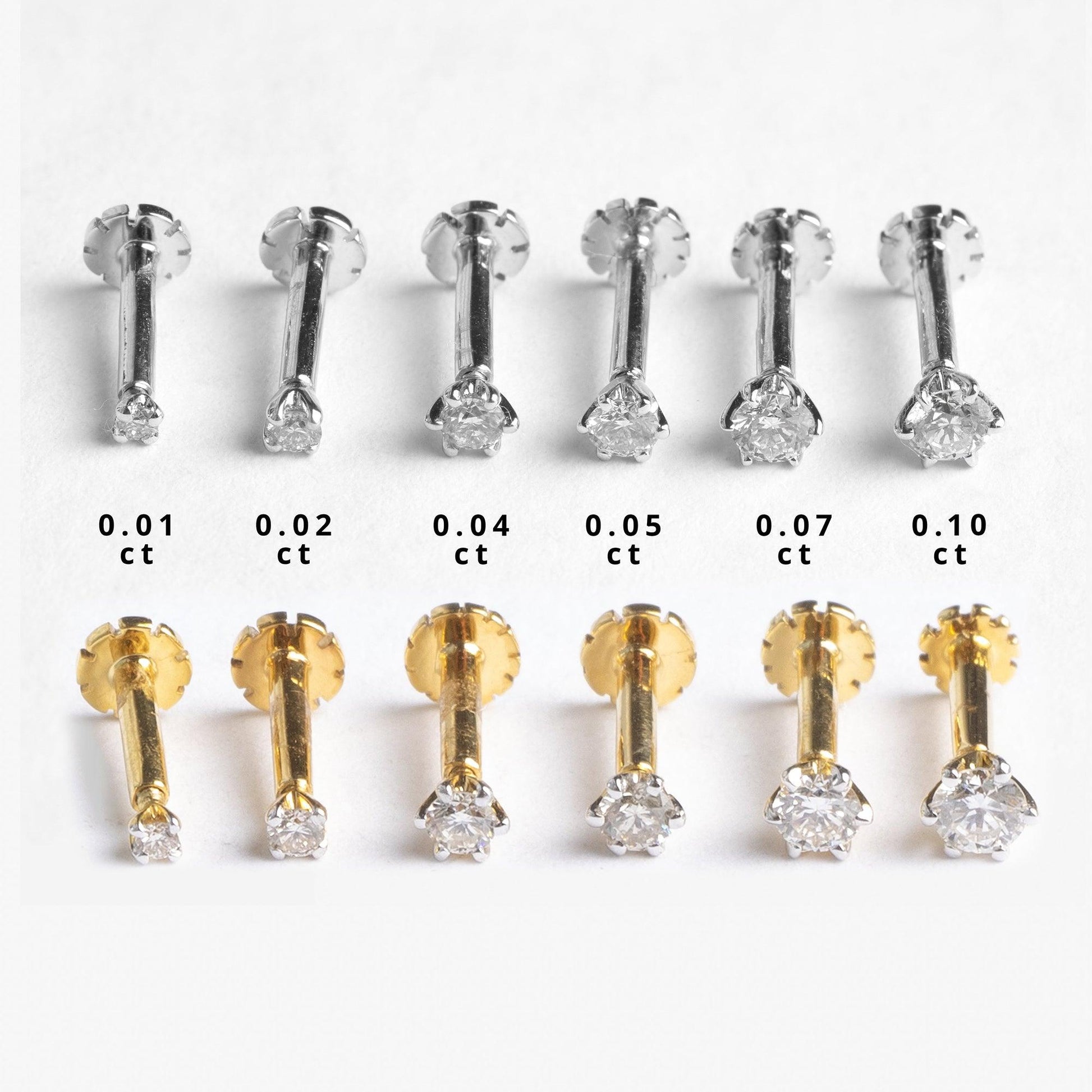 18ct Gold Diamond Screw Back Nose Stud (0.01ct - 0.10ct) - Minar Jewellers