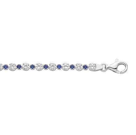Sterling Silver Blue Cubic Zirconia Tennis Bracelet with Lobster Clasp G2689BZ - Minar Jewellers