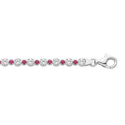 Sterling Silver Red Cubic Zirconia Tennis Bracelet with Lobster Clasp G2689RZ - Minar Jewellers