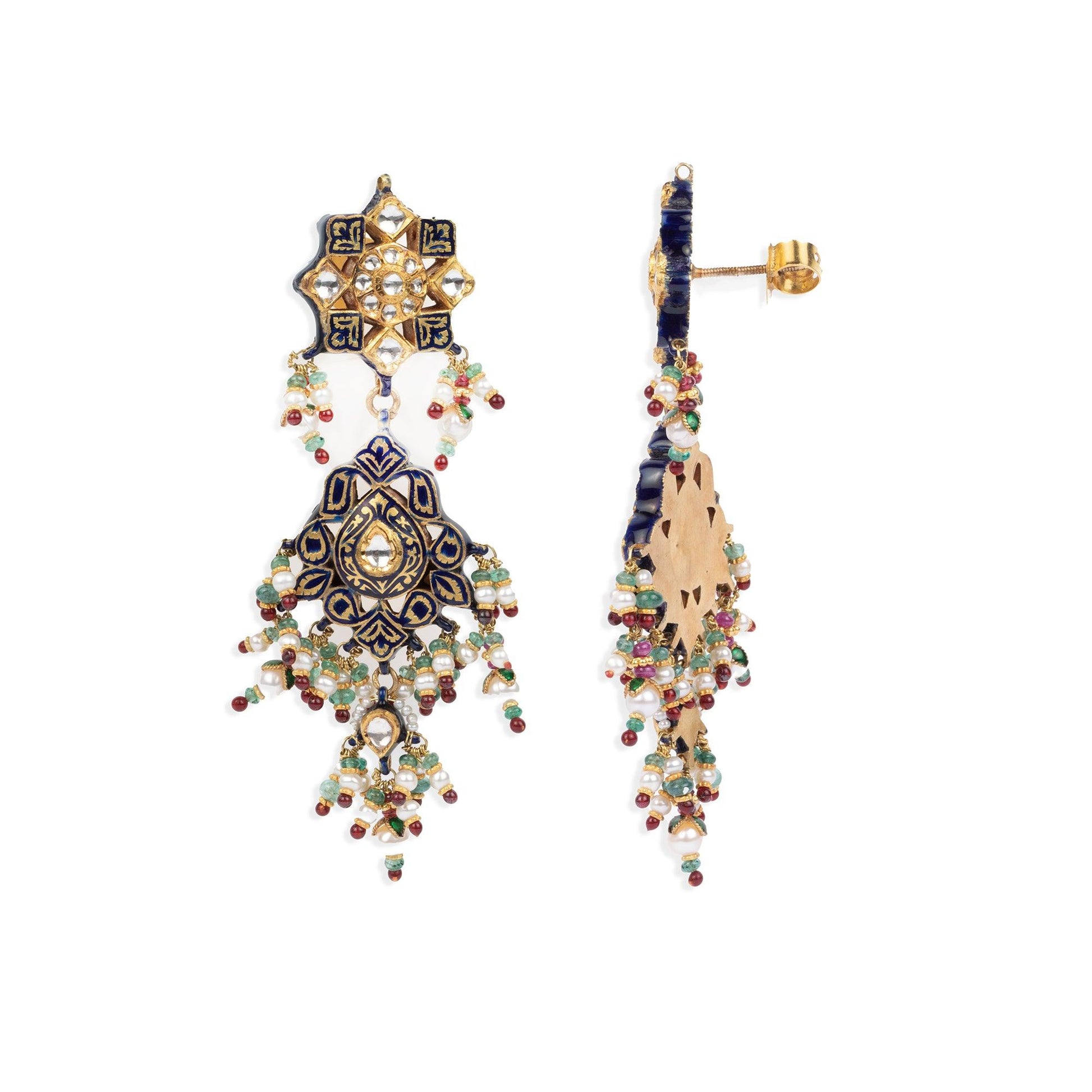 22ct Gold Meenakari Necklace and Earrings (203.1g) N&E-8080 - Minar Jewellers