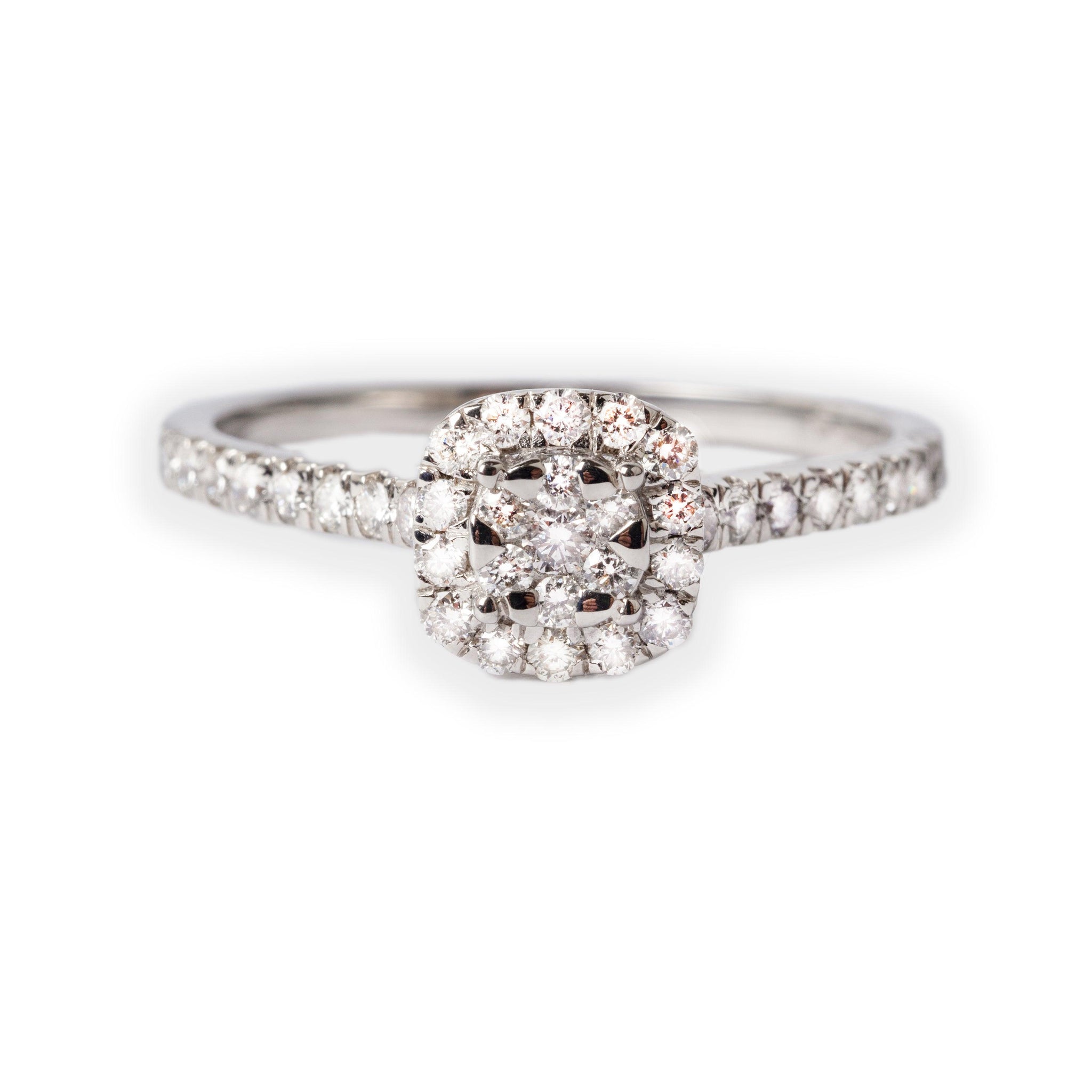 Platinum Engagement Diamond Ring with Cluster Design (0.51ct) MCJR1009