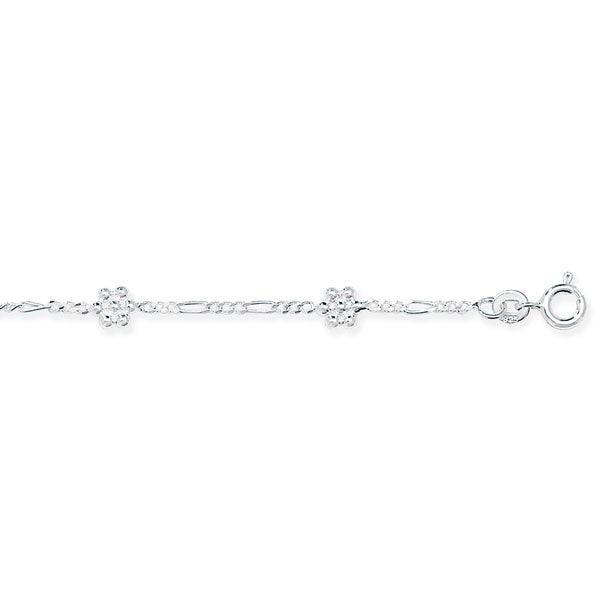 Sterling Silver Flower Anklet SA009A - Minar Jewellers
