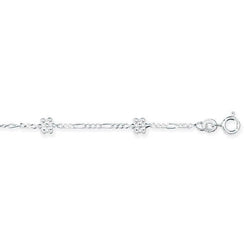 Sterling Silver Flower Anklet SA009A - Minar Jewellers