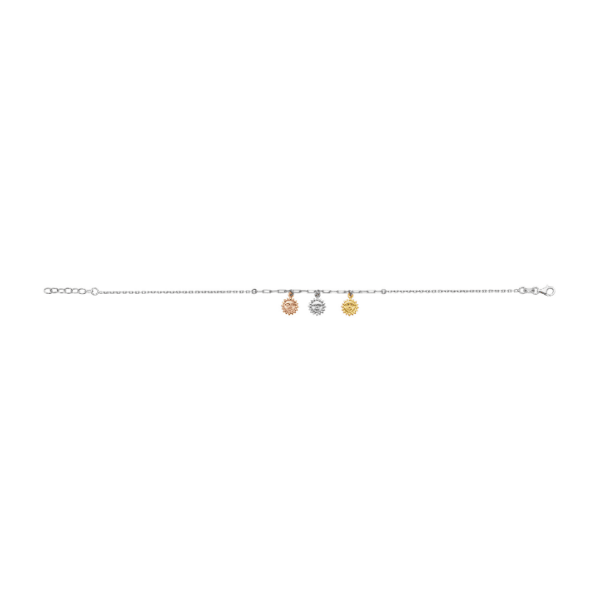 Sterling Silver Three Tone Moon Anklet SA010A