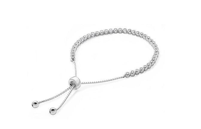 Adjustable Sterling Silver and Cubic Zirconia Bracelet SBR137C - Minar Jewellers