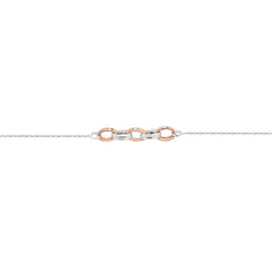 Sterling Silver Fancy Bracelet with Rose Gold Links SBR182A - Minar Jewellers