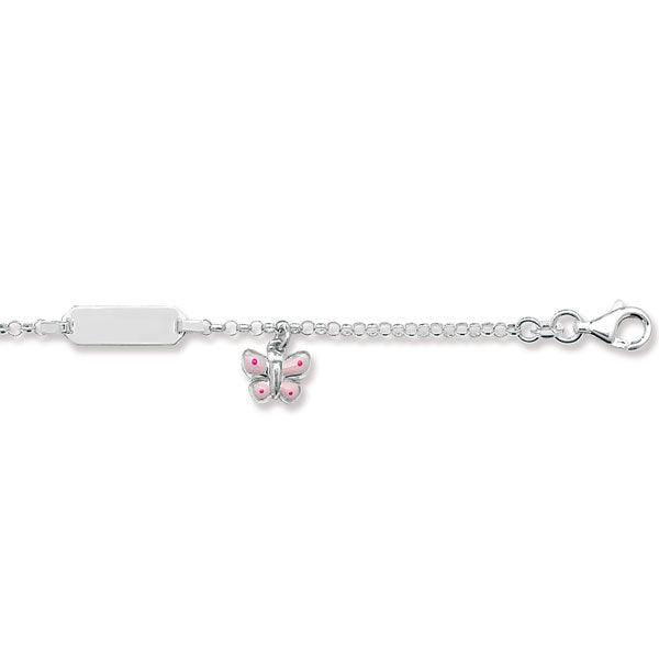 Sterling Silver Children's Bracelet with Butterfly Charm SBR195b - Minar Jewellers