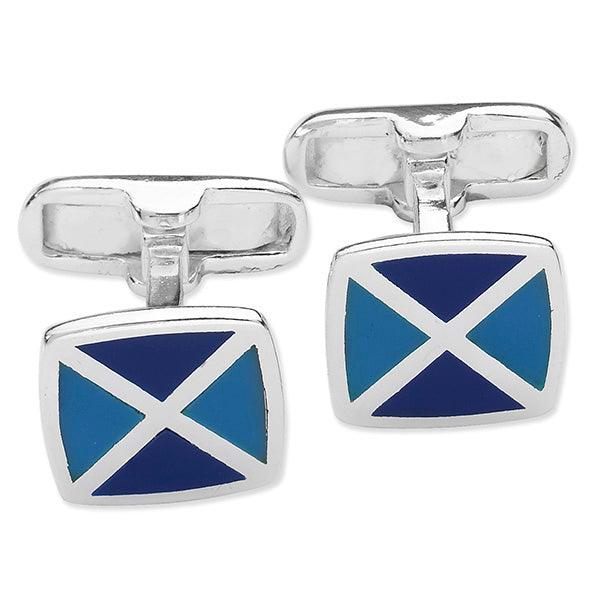 Sterling Silver Scottish Flag Cufflinks SC009A