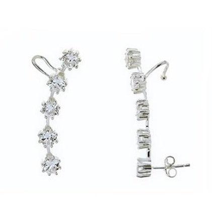 Sterling Silver Five Stone Cubic Zirconia Cuff Earrings SE010B - Minar Jewellers