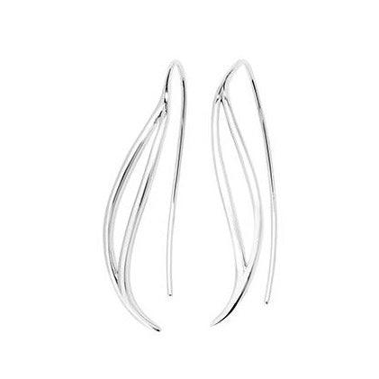 Sterling Silver Rhodium Plated Swirl Thread Earrings SE055B - Minar Jewellers