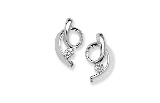 Sterling Silver Fancy Cubic Zirconia Ear Studs SE219B - Minar Jewellers