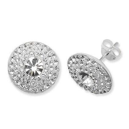 Sterling Silver Fancy Clear Crystal Earrings SE220B - Minar Jewellers